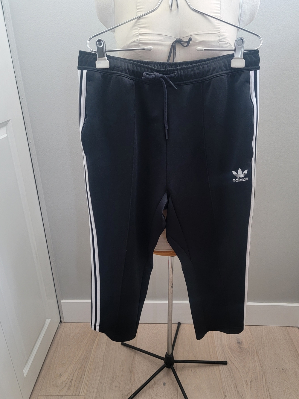 adidas Black Jogger Pants with White Side Stripes